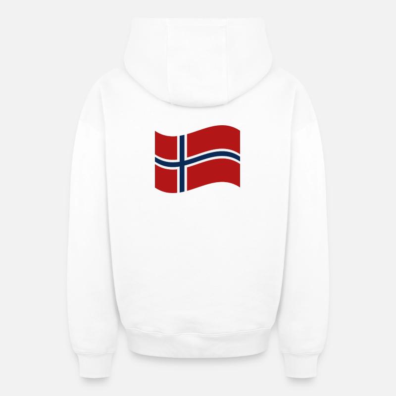 Drapeau norvégien - Sweat à capuche unisexe zippé oversize épais SPREAD - blanc