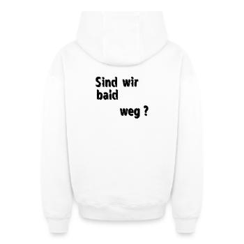 Nous partirons bientôt - Sweat à capuche unisexe zippé oversize épais SPREAD - blanc - Dos - AI Model Male 178 light (178cm)