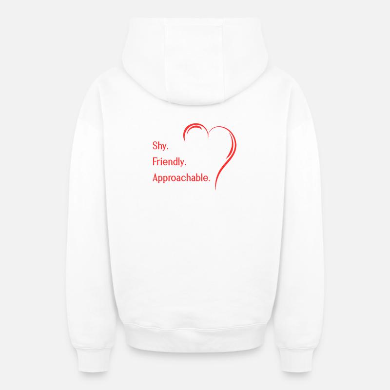 Flirteurs introvertis timides amicaux accessibles - Sweat à capuche unisexe zippé oversize épais SPREAD - blanc