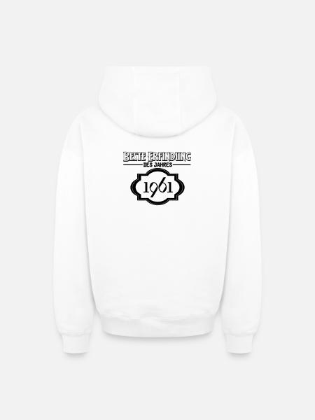 Beste Erfindung des Jahres 1961 Geschenk - Oversized Heavyweight Unisex Zip Hoodie - Weiß