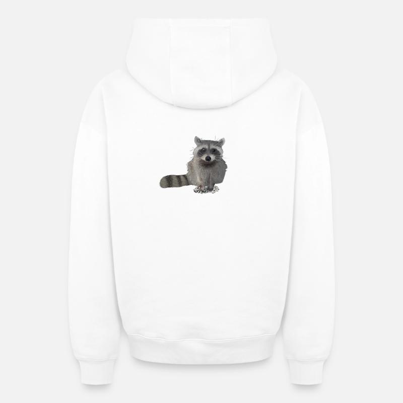 raton laveur - Sweat à capuche unisexe zippé oversize épais SPREAD - blanc