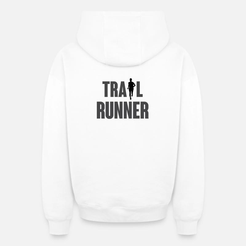 Trail Runner - Oversized Heavyweight Unisex Zip Hoodie - white