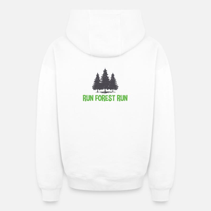Run Forest Run - Sweat à capuche unisexe zippé oversize épais SPREAD - blanc