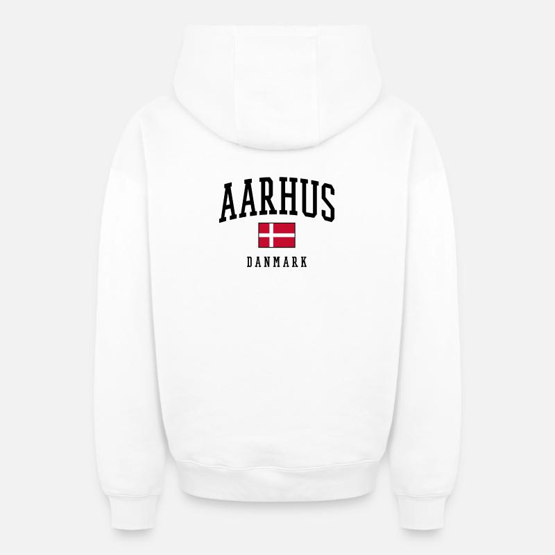 AARHUS DANMARK – Dänemark Flagge Design - Oversized Heavyweight Unisex Zip Hoodie - Weiß