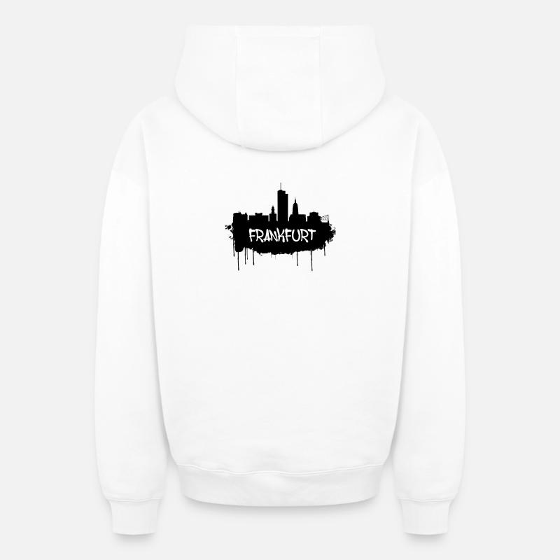 Frankfurt Graffiti Skyline - Sweat à capuche unisexe zippé oversize épais SPREAD - blanc