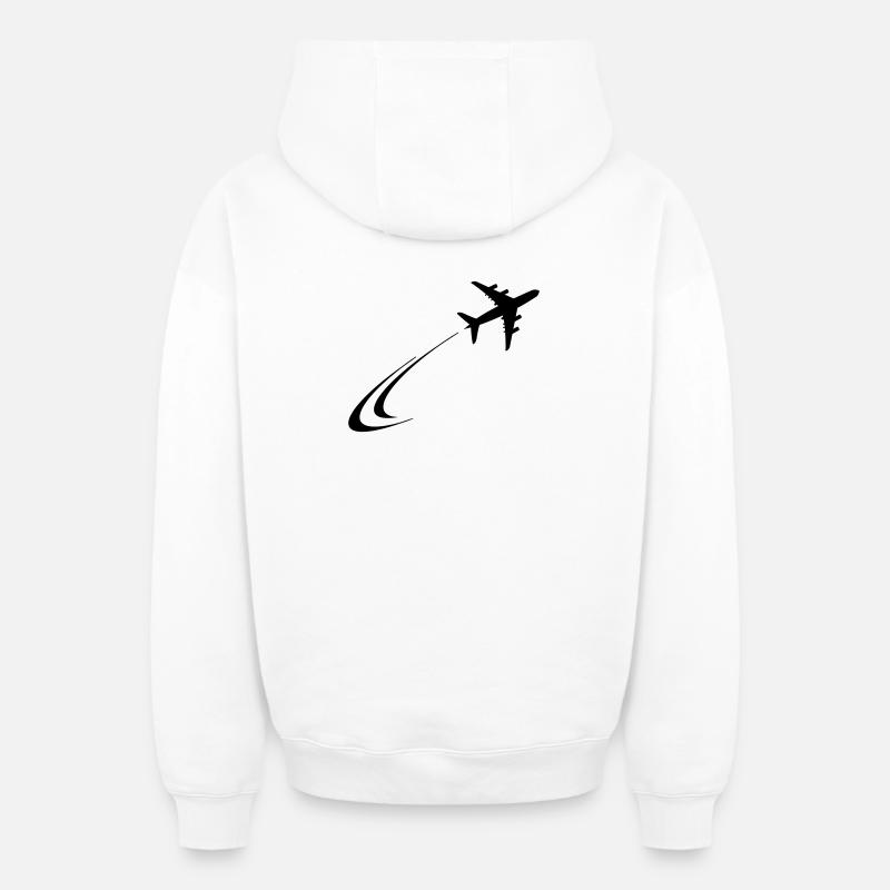 L’avion s’envole - Sweat à capuche unisexe zippé oversize épais SPREAD - blanc