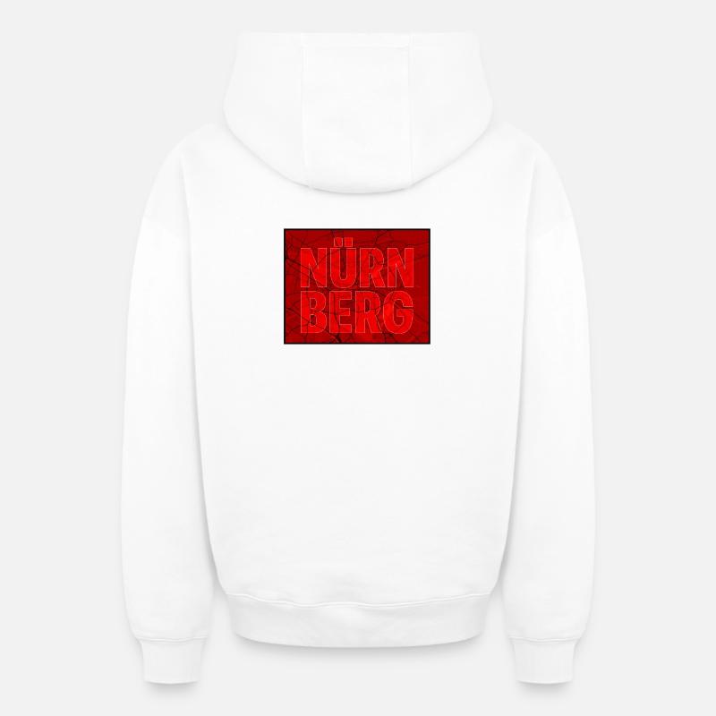 Nuremberg Contours Red - Sweat à capuche unisexe zippé oversize épais SPREAD - blanc