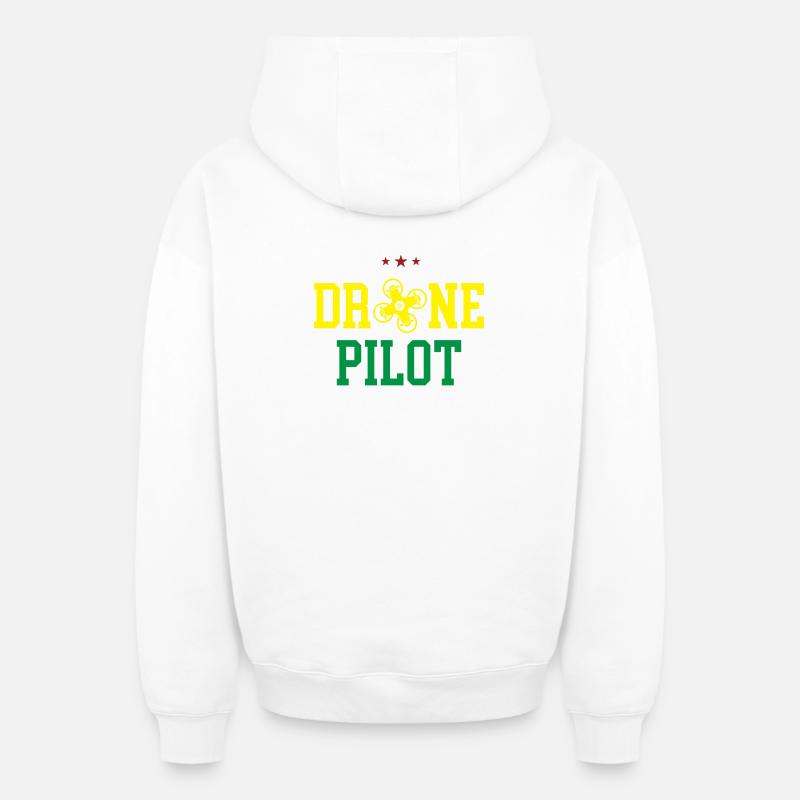 Pilote de drone - Sweat à capuche unisexe zippé oversize épais SPREAD - blanc