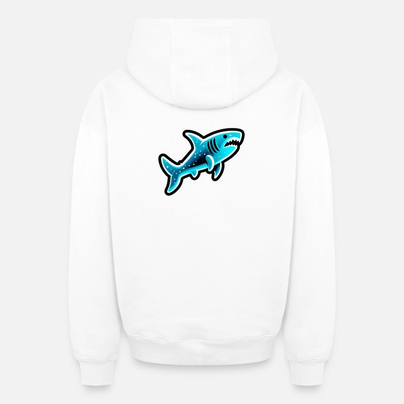 Requin - Sweat à capuche unisexe zippé oversize épais SPREAD - blanc