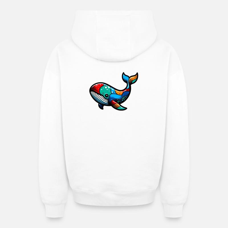 Baleine - Sweat à capuche unisexe zippé oversize épais SPREAD - blanc