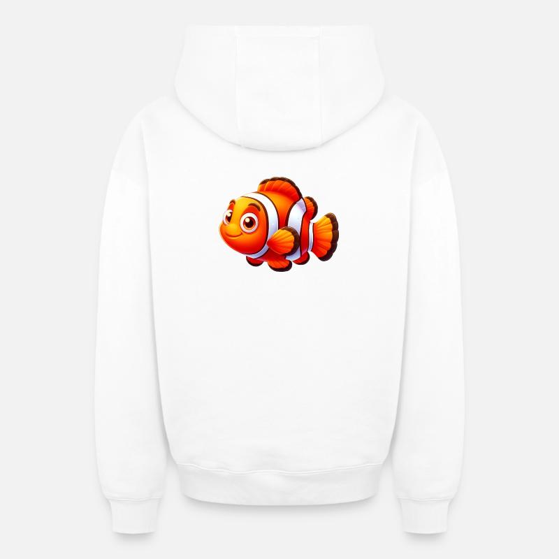 Poisson-clown - Sweat à capuche unisexe zippé oversize épais SPREAD - blanc