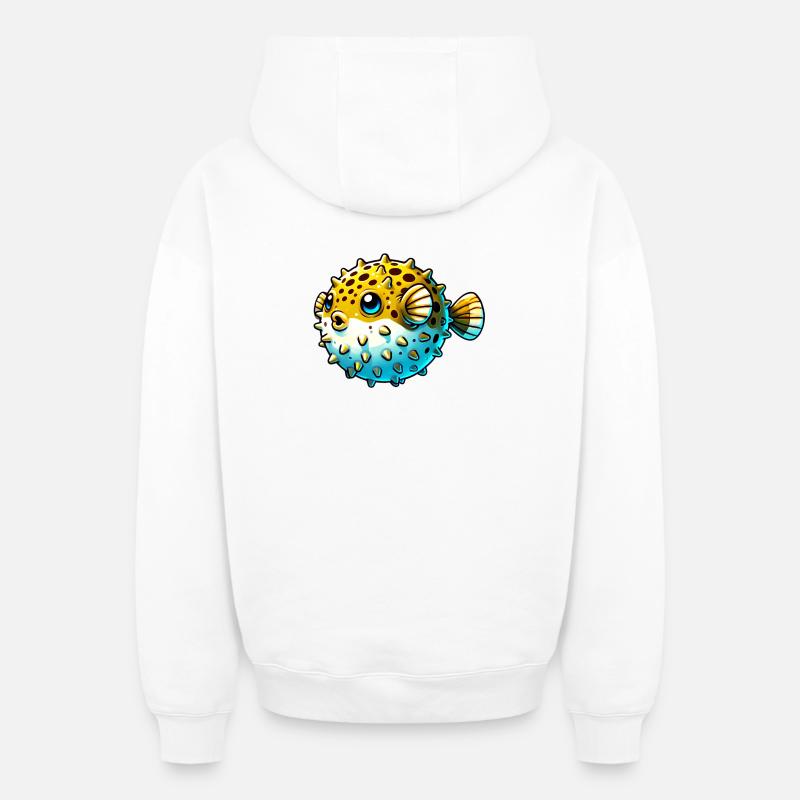 Blowfish - Sweat à capuche unisexe zippé oversize épais SPREAD - blanc