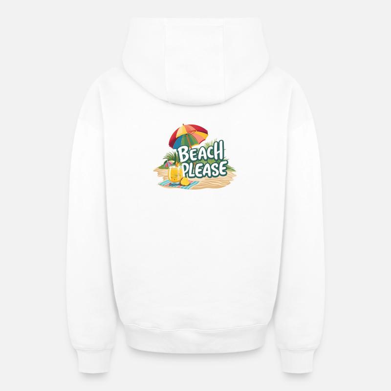 Plage s’il vous plaît - Sweat à capuche unisexe zippé oversize épais SPREAD - blanc