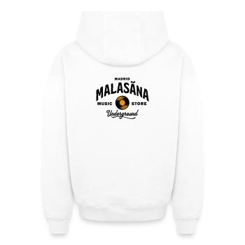 Madrid Malasaña Music Store Underground - Vintage - Oversized Heavyweight Unisex Zip Hoodie - white - Back - AI Model Male 178 light (178cm)
