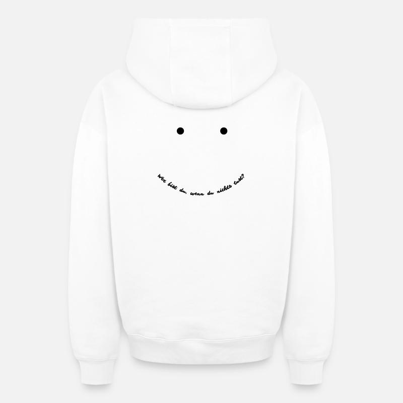 Qui riez-vous Visage Design - Sweat à capuche unisexe zippé oversize épais SPREAD - blanc