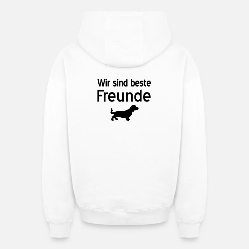 Teckel - Sweat à capuche unisexe zippé oversize épais SPREAD - blanc