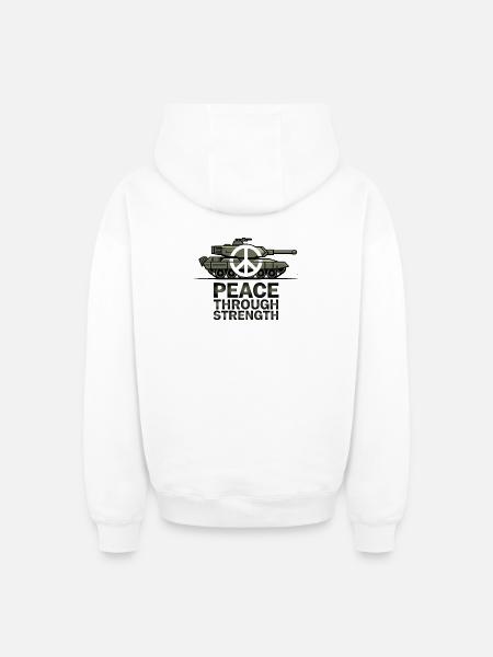 Peace Over Tanks Emblem - Oversized Heavyweight Unisex Zip Hoodie - white