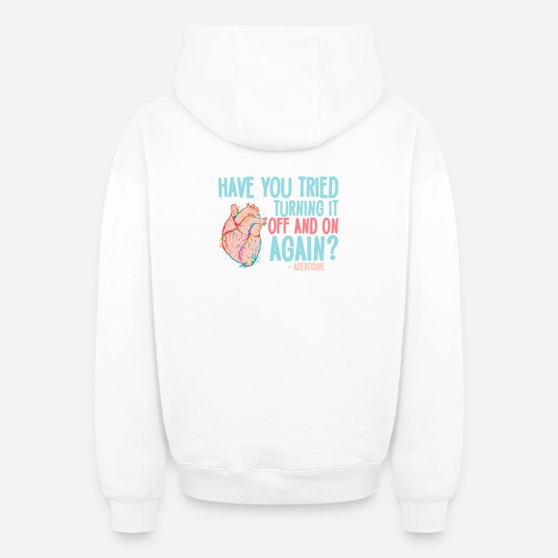 Circuit cardiaque : éteignez-le et rallumez-le - Sweat à capuche unisexe zippé oversize épais SPREAD - blanc