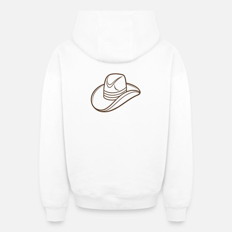 Chapeau de cow-boy - Sweat à capuche unisexe zippé oversize épais SPREAD - blanc