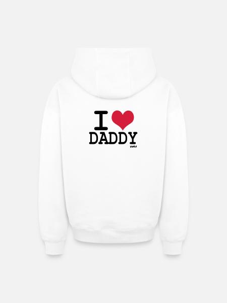 i love daddy by wam - Oversized Heavyweight Unisex Zip Hoodie - white
