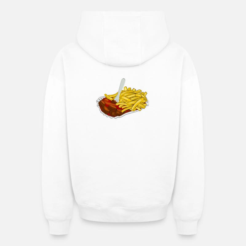 Currywurst avec frites - Sweat à capuche unisexe zippé oversize épais SPREAD - blanc
