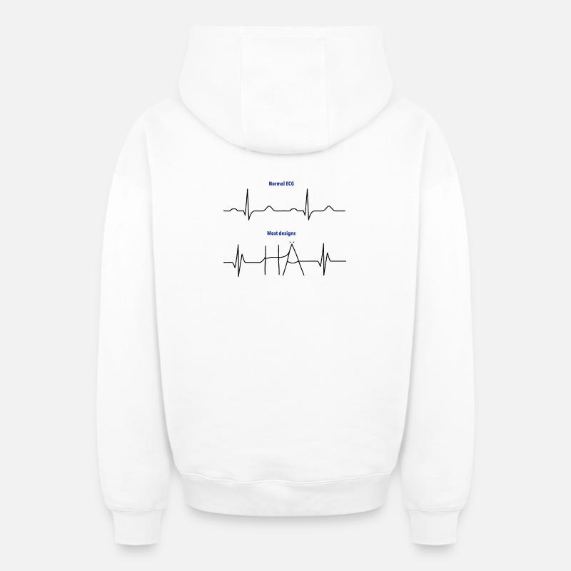 Electrocardiogram (ECG) - Normal versus Hä? - Oversized Heavyweight Unisex Zip Hoodie - white