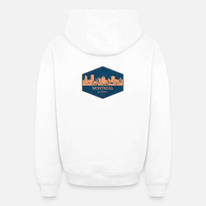 Montréal Canada - Sweat à capuche unisexe zippé oversize épais SPREAD - blanc