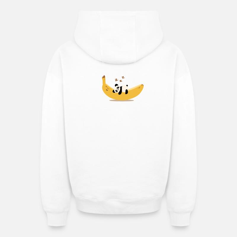 Panda bananier - Sweat à capuche unisexe zippé oversize épais SPREAD - blanc