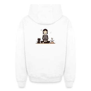 Entspannung mit Katze - Oversized Heavyweight Unisex Zip Hoodie - Weiß - Hinten - AI Model Male 178 light (178cm)