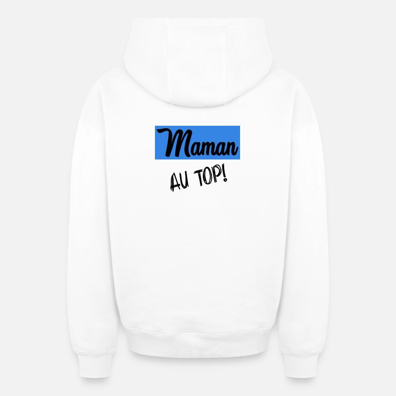 FÊTE DES MÈRES. MAMAN - Sweat à capuche unisexe zippé oversize épais SPREAD - blanc
