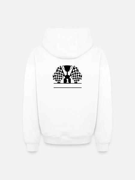 Car Racing Cup Flag Number 1 - Oversized Heavyweight Unisex Zip Hoodie - white