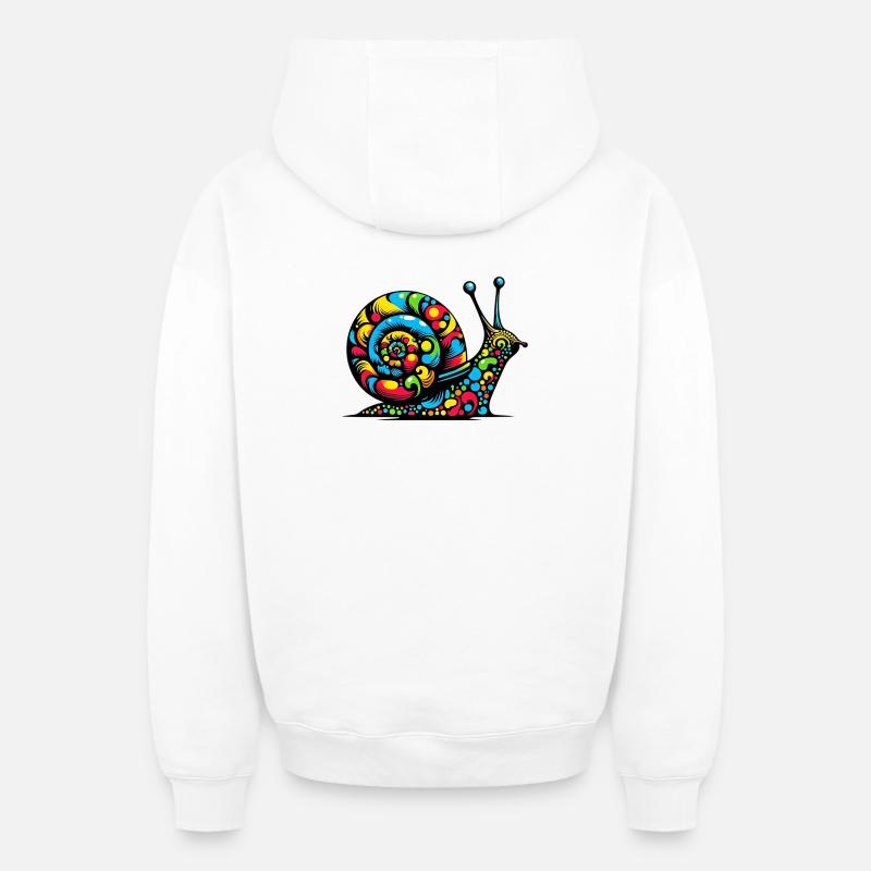 Escargot - Sweat à capuche unisexe zippé oversize épais SPREAD - blanc