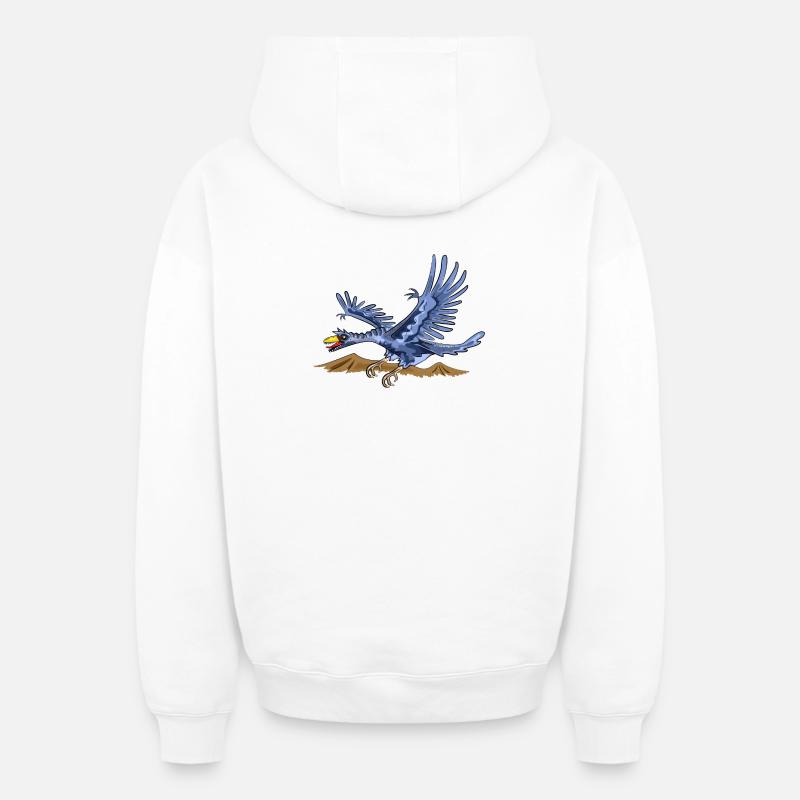 Dinosaure Dino - Sweat à capuche unisexe zippé oversize épais SPREAD - blanc
