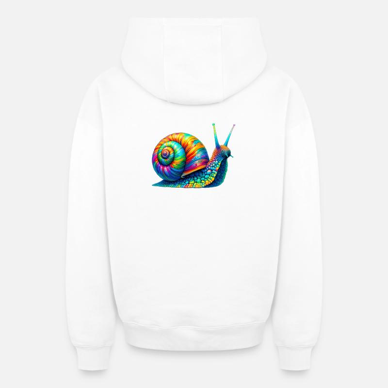 Escargot - Sweat à capuche unisexe zippé oversize épais SPREAD - blanc