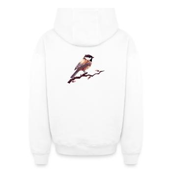Geometric Songbird – Elegant Polygon Art - Oversized Heavyweight Unisex Zip Hoodie - white - Back - AI Model Male 178 light (178cm)
