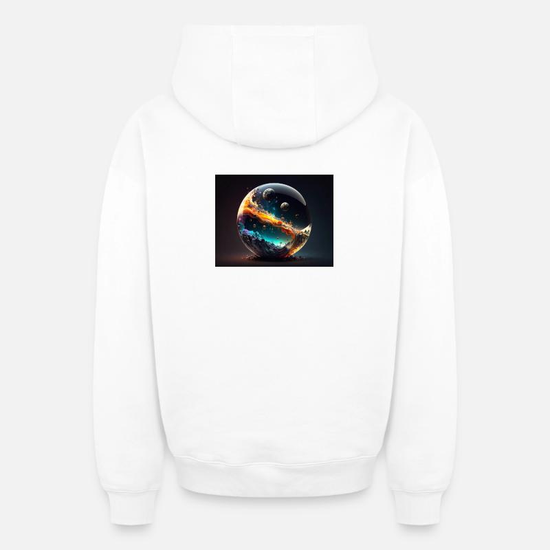 Globe de l’Univers Galactique - Sweat à capuche unisexe zippé oversize épais SPREAD - blanc
