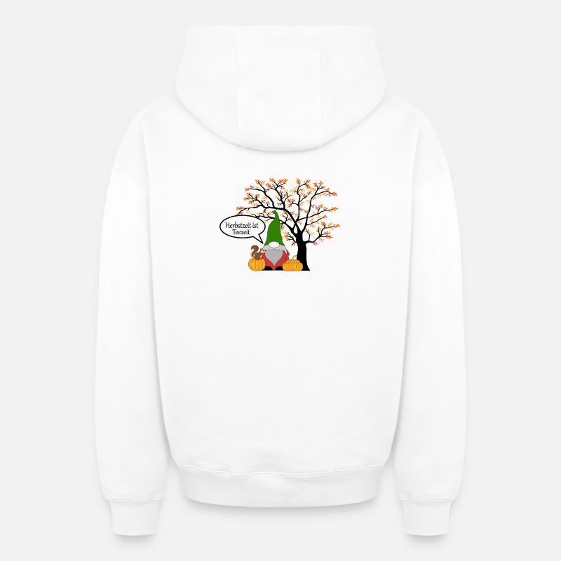 Gnome d’automne - Sweat à capuche unisexe zippé oversize épais SPREAD - blanc