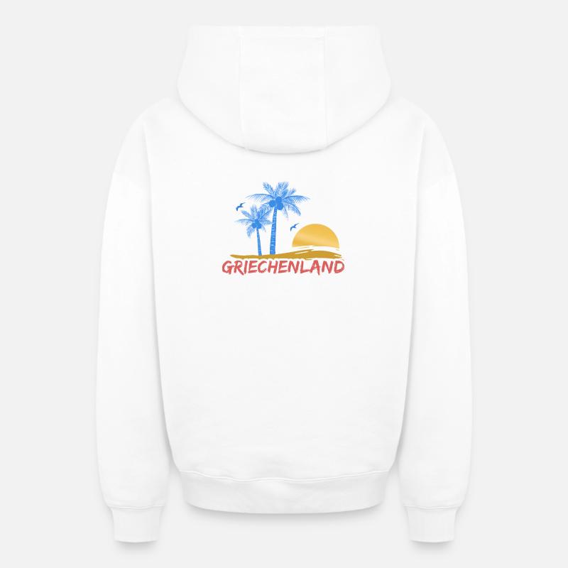 Grèce - Sweat à capuche unisexe zippé oversize épais SPREAD - blanc