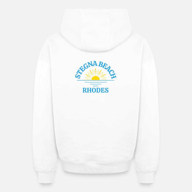 Rhodes Sunrise Beach Logo - Sweat à capuche unisexe zippé oversize épais SPREAD - blanc