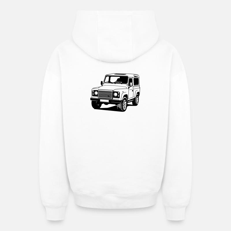 Défenseur - Sweat à capuche unisexe zippé oversize épais SPREAD - blanc