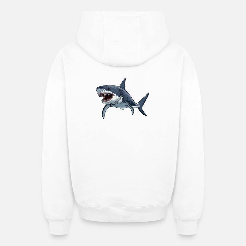 Requins Requin - Sweat à capuche unisexe zippé oversize épais SPREAD - blanc