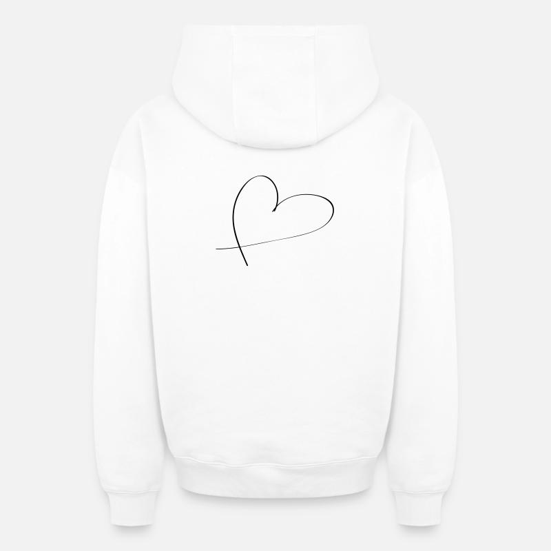 cœur - Sweat à capuche unisexe zippé oversize épais SPREAD - blanc
