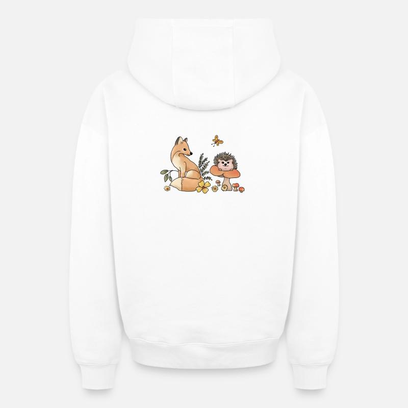 Fuchs und Igel - Oversized Heavyweight Unisex Zip Hoodie - Weiß