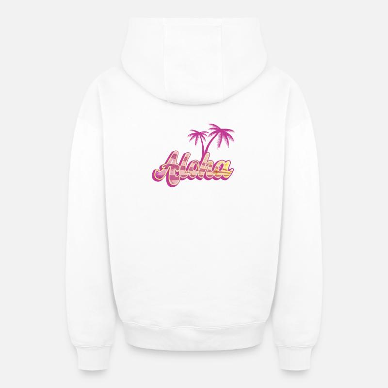 Aloha Palm - Sweat à capuche unisexe zippé oversize épais SPREAD - blanc