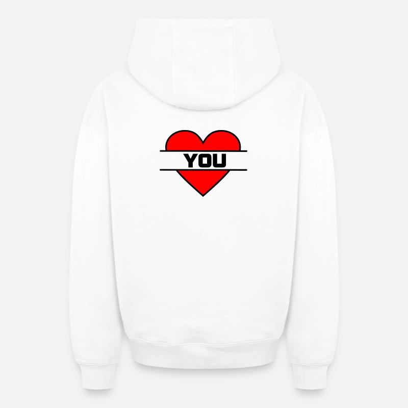 Cœur je t’aime - Sweat à capuche unisexe zippé oversize épais SPREAD - blanc