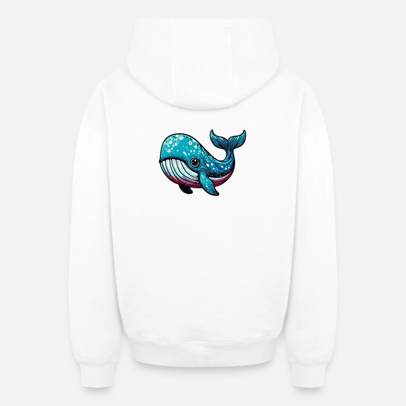 Baleine - Sweat à capuche unisexe zippé oversize épais SPREAD - blanc