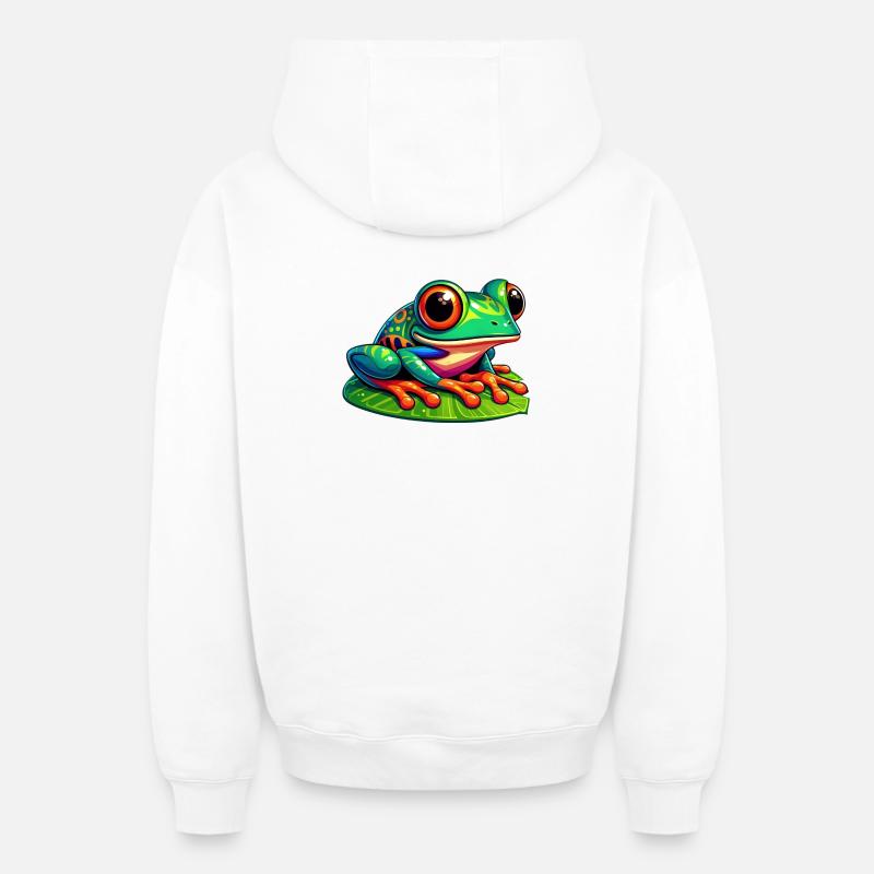 Grenouille - Sweat à capuche unisexe zippé oversize épais SPREAD - blanc