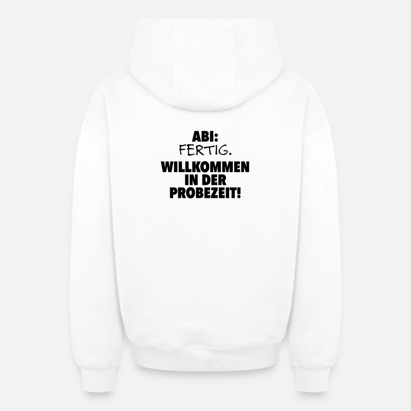 Abitur terminé - Sweat à capuche unisexe zippé oversize épais SPREAD - blanc