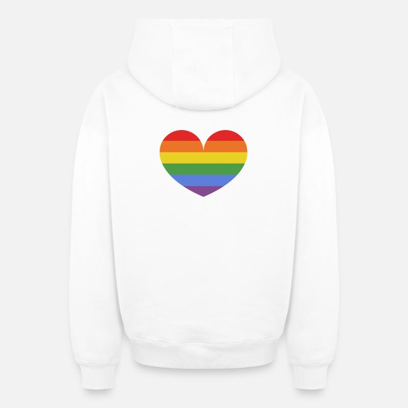 Cœur arc-en-ciel - Sweat à capuche unisexe zippé oversize épais SPREAD - blanc