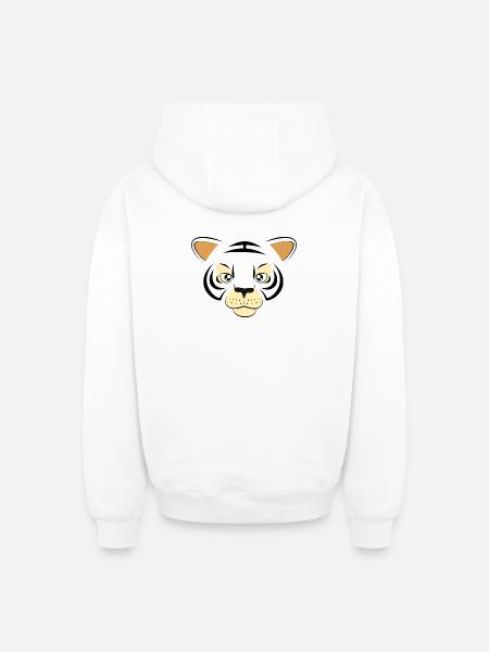 Cool Tiger Face Graphic Big Cat Wildlife Art - Hoodie unisex met rits oversized van zware kwaliteit - wit